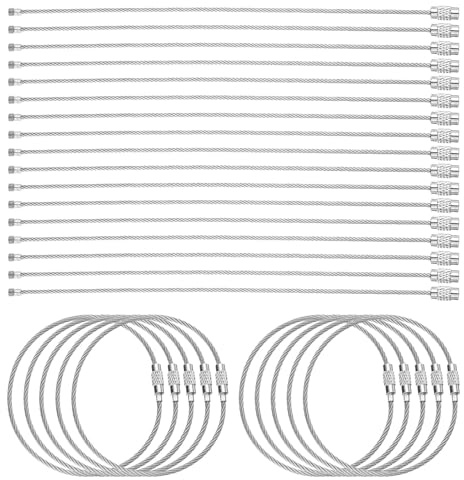 sourcing map Wire Keychain Cable Plastic Coated Stainless Steel Key Ring Cable Loop Rings for Luggage Tags Key ID Tags