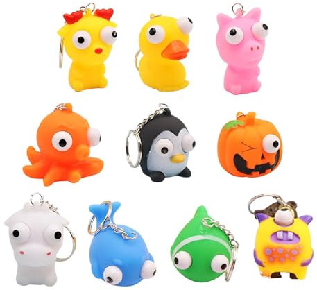 Porte-clés Fidget Toy - Porte-clés Jouet à Presser | Porte-clés Jouet à Presser pour Animaux, Porte-clés à Presser Les Yeux Pop-Out, Porte-clés pour Animaux à évent de Balle Anti-Stress | Jouets