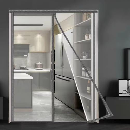 Transparent PVC Magnetic Door Curtain - Thermal Self-Closing Door Cover for Patio Balcony (90x200cm)