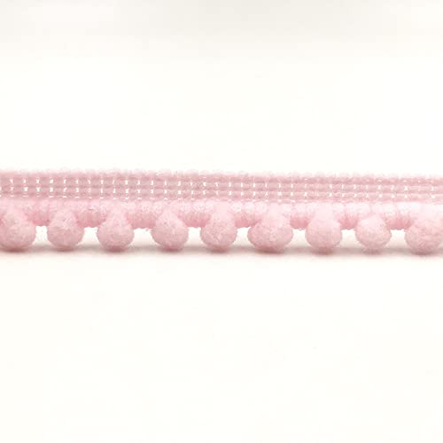 Anevous 5 Yards 10mm Pompons Borte zum Basteln, Dekoband Mit Bälle Pom Poms, Fransenbesatz Zierband Dekoborte, Fransen Bommelband Nähzubehör für DIY Basteln Kleidung Kostüme Nähen Heimdekoration,Rosa