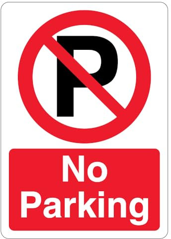 V Safety No Parking – Simbolo di divieto con 'P' 210 x 297 mm (A4) – Cartello di sicurezza riflettente in alluminio composito da 3 mm