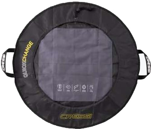 CRESSI Quickchanging Mat Black/Yellow - Comodo Tappetino Igienico con Gommino Antiscivolo per cambio Indumenti, Attività Acquatiche, Spogliatoi Piscina, Palestra e Spiaggia, Nero/Giallo, Ø 70cm
