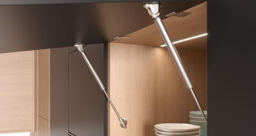 Pistón a gas Kraby original italiano ferretería LIVENZA - Barra L.355 mm embrague 45 N para puertas de cocina y Living - Amortiguador para muebles y armarios