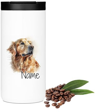 GRAZDesign Personalisierter Kaffeebecher mit Namen Golden Retriever Hund - Thermobecher für Kaffee Tee - 400ml