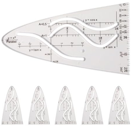 6 Stück Parabelschablone Mathe,Parabelschablone,Lineal Parabel für Anzeichenschablone,Geometrie Kinder Kreisschablone,Kurvenlineal Kurvenschablone Normalparabel,Schablone Zeichenschablone Tangem