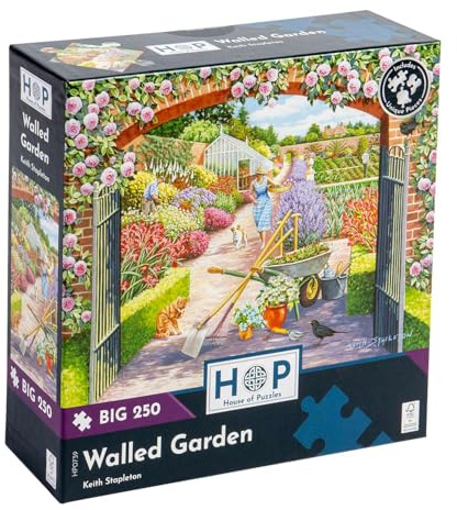 The House of Puzzles Walled Garden, Big 250 Piece Jigsaw | Extra Large Pieces, Artist Illustrated, Scenic Landscape, Deluxe Puzzle Gift for Adults & Kids