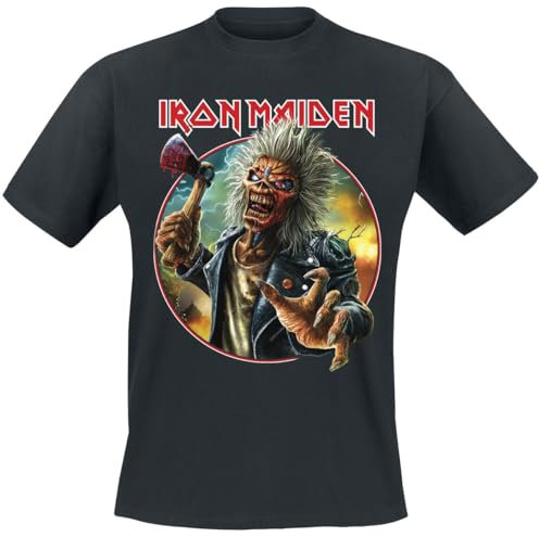 Iron Maiden Axe Eddie Circle Männer T-Shirt schwarz L 100% Baumwolle Band-Merch, Bands, Nachhaltigkeit