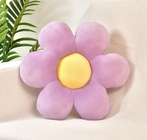 FSRONGXI kissenBlumen, Lila Zierkissen, Niedliche Bodenkissen, Ästhetisches Preppy Zimmerdeko Kissen für Bett, Sofa, Stuhl 38cm (Lila)