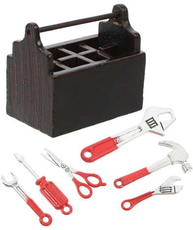 Yardwe Miniatur Werkzeugkasten Mit Reparatursatz Für Modellbau Passend Für Minihäuser Und DIY-projekte Exquisites Design Und Robuste Verarbeitung
