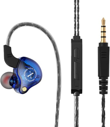 Auricolari in-ear con cavo, auricolari con microfono, cuffie in-ear cablate per cantanti, batteristi, musicisti, vestibilità comoda, colore canna di fucile, auricolari con isolamento acustico per