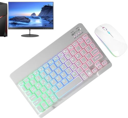 Tastiera Senza Fili E Retroilluminamento Del Mouse - Tastiera Del Computer Portatile Sottile | Tastiera Di 7 Colori Con 2 Modalità Leggere, Tastiere Portatili Sottili Per Scuola, Ufficio