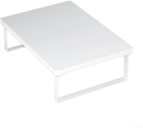 Jotekonoby Supporto per forno a microonde in legno e metallo, con piedini antiscivolo, per fornelli a induzione, 40 x 30 x 8,5 cm (bianco)