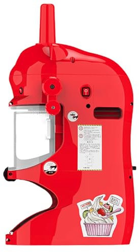 HCAUYNN Automatic Commercial Shaved Ice Machine, 350 Rpm Professional Snowflake Ice Maker, Milkshake Melting Smoothie Machine,Red