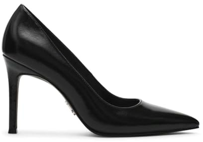 Steve Madden Secured Black Leat Nero Scarpe Decolletè Donna Vernice Pelle Tacco 35.5