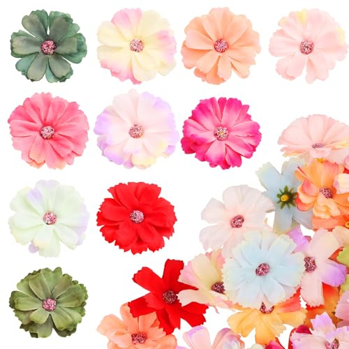 Notoke 100 Stück Kunstblumen zum Basteln, Stoffblumen 5cm, Künstliche Blumen Mini Seidenblumen, Kunstblumen Deko, für DIY Basteln, Scrapbooking, Hochzeit, Party, Home Handwerk, Mehrfarbig