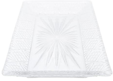 Focket Glass Serving Trays Large Rectangle Platter with Elegant Pattern for Parties Desserts Snacks