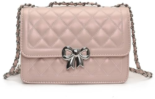 JANSBEN Handtasche Damen Klein - Kleine Umhängetasche Leder Crossbody Bag mit Kettenriemen Mehrere Fächer Tasche