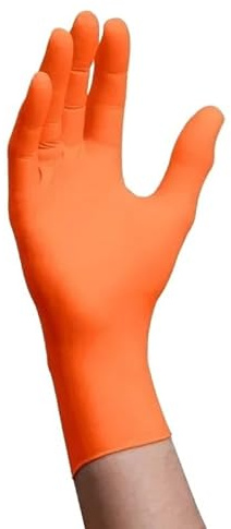 PBHOVIITG 100PCS Nitrile Gloves Disposable Orange Latex Powder For Bathroom Cleaning Hair Dyeing Pet Care Nail Food Handling(100pcs,XXL)