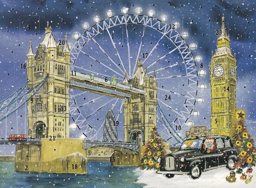 Adventskalender London aus Karton A4 mit edlem goldfarbigen Eindruck