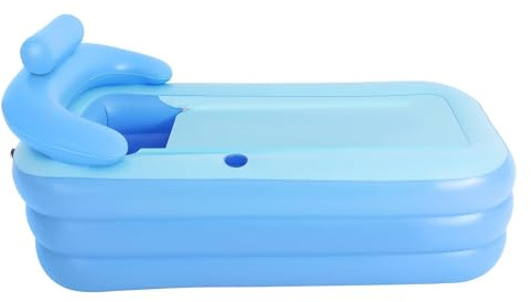 Baño inflable Bañera de hidromasaje plegable portátil for exteriores, con cojín asiento, piscina inflable