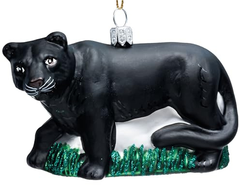 SIKORA Schwarzer Panther besondere Weihnachtskugel Glas Weihnachtsmann Christbaumschmuck Deko Figur Weihnachten Anhänger Ornament - Premium Line - BS841