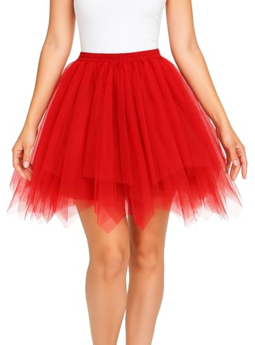 JClorix Tüllrock Damen Tütü Rock Mehrlagig mit Elastischem Bund | Petticoat Unterrock Ballettrock Tanzrock Vintage 50er Jahre Rockabilly Karneval Kostüm für Fasching Halloween Weihnachten