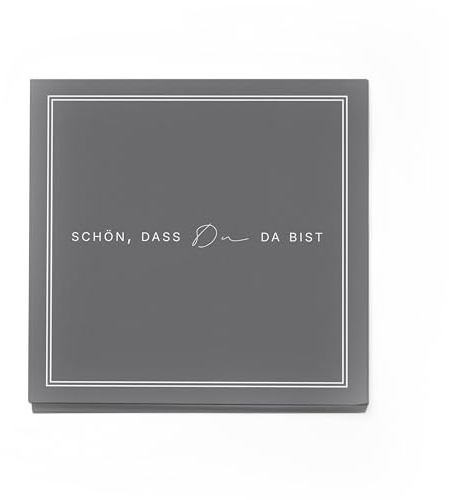 itenga Servietten „Schön, dass du da bist“ – 40 x Papier-Servietten, 3-lagig, 30 x 30 cm– Dekoration für Hochzeit, Geburtstag, Taufe, Kommunion, Konfirmation (grau)