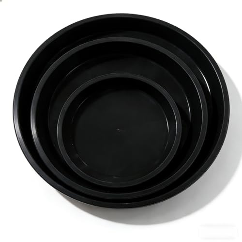 msymsyu 6 Stück Blumenuntersetzer Rund 40cm/45cm/50cm Pflanzen Untersetzer | Schwarz Topfuntersetzer, Pflanzen Kunststoff, Blumentopf Untersetzer für Gartenprojekte und Innen-Außenpflanzen