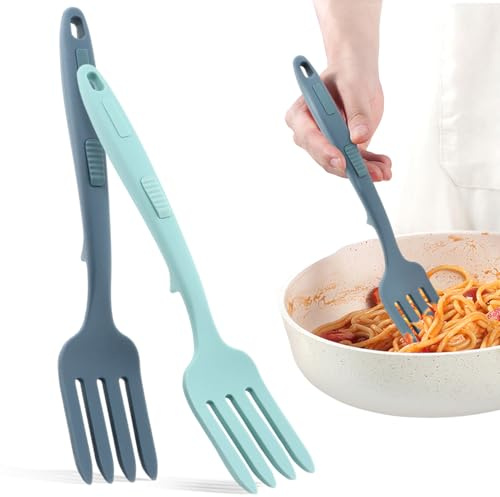 2pcs Silicone Flexible Forks, Cooking Fork Heat Resistant, Multifunctional Nonstick Blending Cooking Silicone Fork for Cookings Utensil for Mix Ingredients, Mash Food, Whisk Eggs