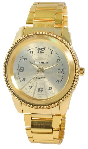Raptor Alain Miller Herren Armbanduhr aus Metall in Gold, in Einer Länge von 22.5 cm, Klassisches Design für jeden Mann