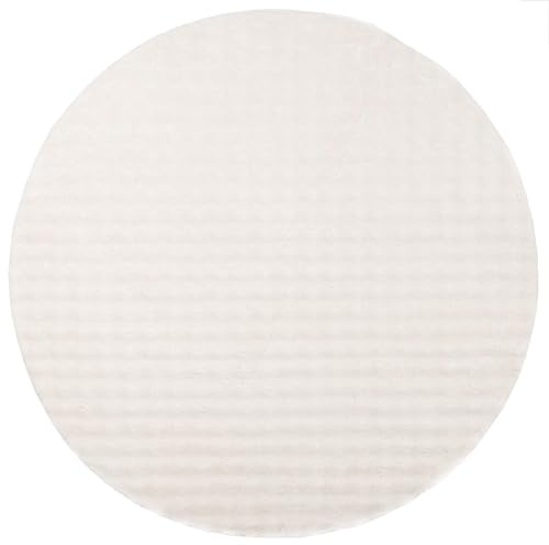 vidaXL Runder Teppich, cremefarben, Ø 160 cm, stilvoller Teppich für Wohnzimmer, perfekter Komfort-Teppich für Schlafzimmer, multifunktional, langlebig, weicher und schicker Teppich für zu Hause