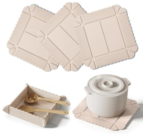 nediea Silicone Trivets for Kitchen Worktops, Heat Resistant Mat 3 Pack | 22CM Silicone Pan Mat to Protect Worktops, Magnetic Foldable Kitchen Mat, Non Slip Trivet, Pot Holder, Teapot Stand
