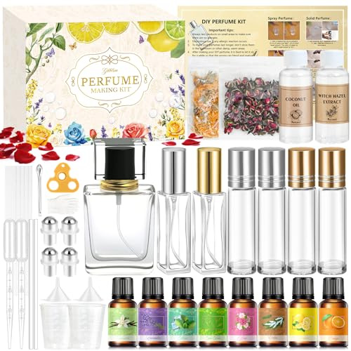 Parfüm Selber Machen Set, Gdblsm Damen Perfume Oil Making Kit, Kreative Bastelset Erwachsene DIY mit Ätherisches Öl, Langlebiges Mini Düfte als Geschenk für Frauen/Mädchen/Männer