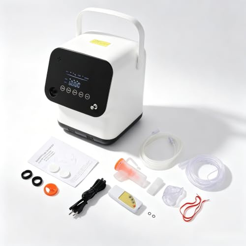 Macchina per la produzione di ossigeno, 1-7 lpm, portatile, 120 W, concentratore di ossigeno domestico silenzioso (45 dB), concentratore di ossigeno portatile, per casa e viaggi