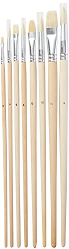 Pebeo 950150 Pinselset, 8-teilig, Borstpinsel, rund, Nummer 4, 6, 10, 14 und flach Nummer 2, 6, 10, 14