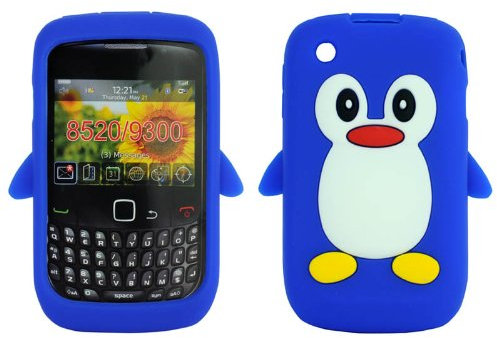 Blackberry Curve 8520 Penguin Silicone Case (Blue)