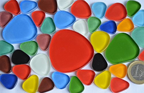 40 St. Pebbles Soft-Glas Mosaiksteine Buntmix ca. 105g.