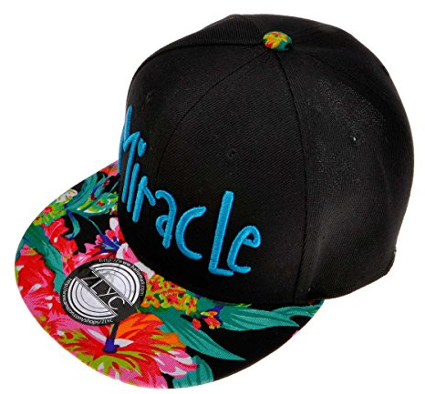 ZLYC Snapback Cap Hiphop Baseball Cap Stickerei Blumen Größenregulierbar Kappe,Blau Miracle,Gr. Einheitsgröße