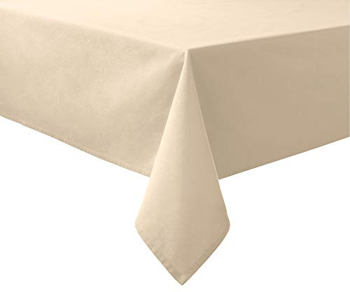 REDBEST Tischdecke, Tischwäsche Uni Seattle, 100% Baumwolle beige Größe 130x220 cm - Robustes, glattes Gewebe, mit hochwertigem Kuvertsaum