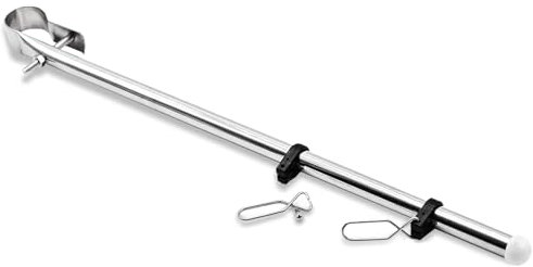 MARINE CITY 304 Grade Stainless Steel Bright Polished Finish Sturdy Rail Mount Flag Staff Pole with Adjustable Clamps Rod for Boats – Kayaks – Yachts – Marines – RVs – Fishing Boats (Pack of 1)
