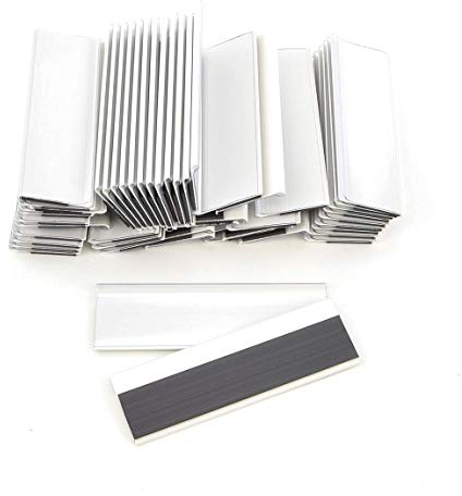 Magnetische Etikettenhalter für Einstecketiketten 400 mm Breit/Tickethalter/Etiketten Halter (107 mm Höhe, Weiß, 50 Stück)
