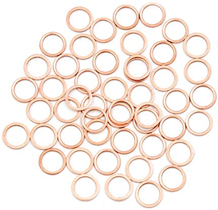 sourcing map 50Pcs Arandelas de Cobre Junta Plana 8mm Diámetro Interior para el Vehículo Coche