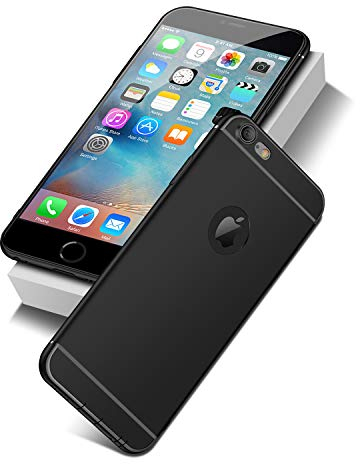NEW'C Hülle Kompatibel mit iPhone 6 / 6S (4,7 Zoll) mit Matter schwarzem farbstil (Silikon Gel TPU, Flexibel) Handyhülle