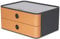 HAN Schubladenbox Allison SMART-BOX mit 2 Schubladen und Trennwand, Kabelführung, stapelbar, Utensilienbox für Büro, Schreibtisch Küche, möbelschonende Gummifüße, 1120-83, hochglänzend, caramel brown