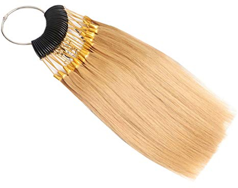 RemeeHi Haarmuster zum Testen von Farbe, Haarfarbe, Probe-Ringe mit Goldschnallen, echtes menschliches Haar für Friseursalon, 30 Strähnen/Set, Platingold, 9°