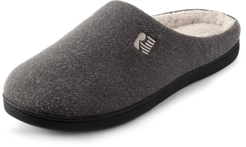RockDove Pantofola Uomo Tipo Zoccolo con Schiuma Memory e Fodera in Pile Sherpa, 43.5 EU, Grigio Colomba