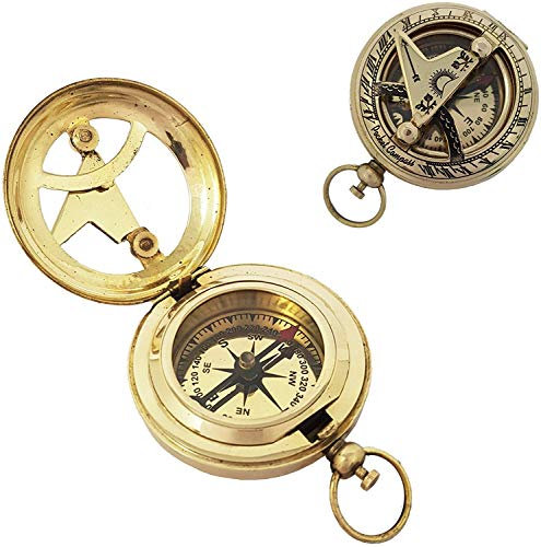 Kompass mit Druckknopf aus Messing