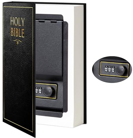 Gefälschte Buchbox - Kleiner Safe mit Zahlenschloss - Versteckter Safe in Sichtweite - Umleitungssafe - Geheimtresore (Bibel) (X-Large)