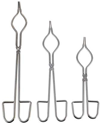 ULTECHNOVO 3-Teilige Reagenzglas-Clipklemme Edelstahl-Laborprüfhalterzange mit Fingergriffen für Wissenschaftliche Experimente 20 Cm 25 Cm 30 Cm