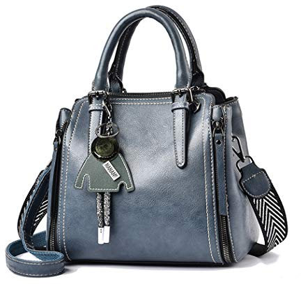 BUKESIYI Damen Tasche Umhängetasche Handtasche Frauen Klein Schultertasche Weekender Lack PU Leder DE77139 Blau